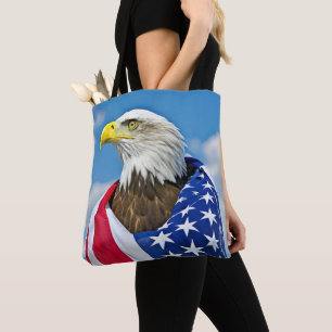 Bolso De Tela Bandera estadounidense con águila calva