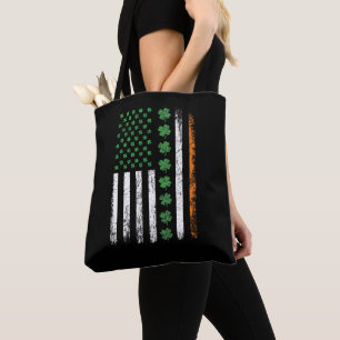 Bolso De Tela Bandera estadounidense con Shamrock St Patrics Day
