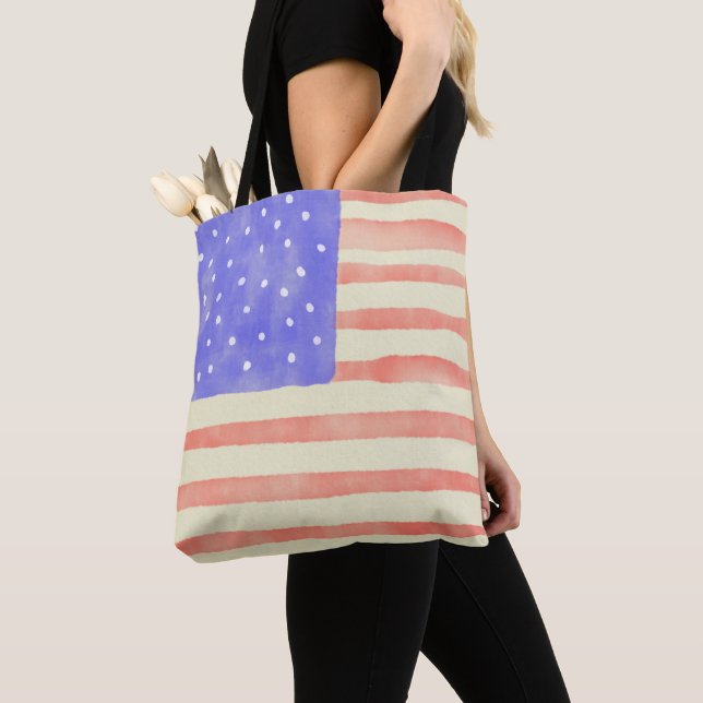 Bolso De Tela Bandera estadounidense de color acuático (Detalle)