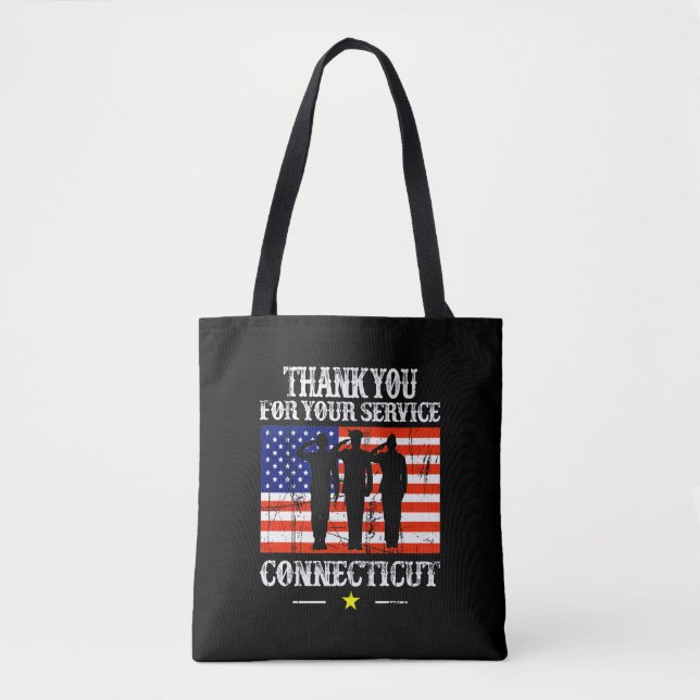 Bolso De Tela Bandera estadounidense de Connecticut - Souveni (Anverso)