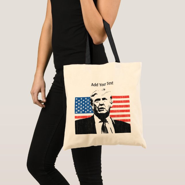 Bolso De Tela Bandera estadounidense de Donald Trump añade texto (Anverso (producto))
