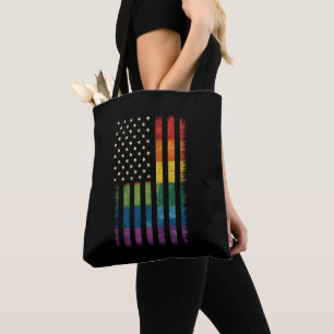 Bolso De Tela Bandera estadounidense de EE. UU. Arcoíris Orgullo