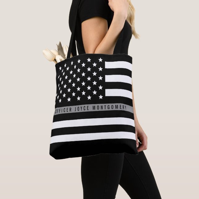 Bolso De Tela Bandera estadounidense de la Línea Gris delgada No (Detalle)