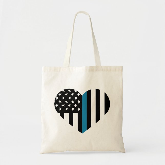 Bolso De Tela Bandera estadounidense delgada de la línea azul (Frente)