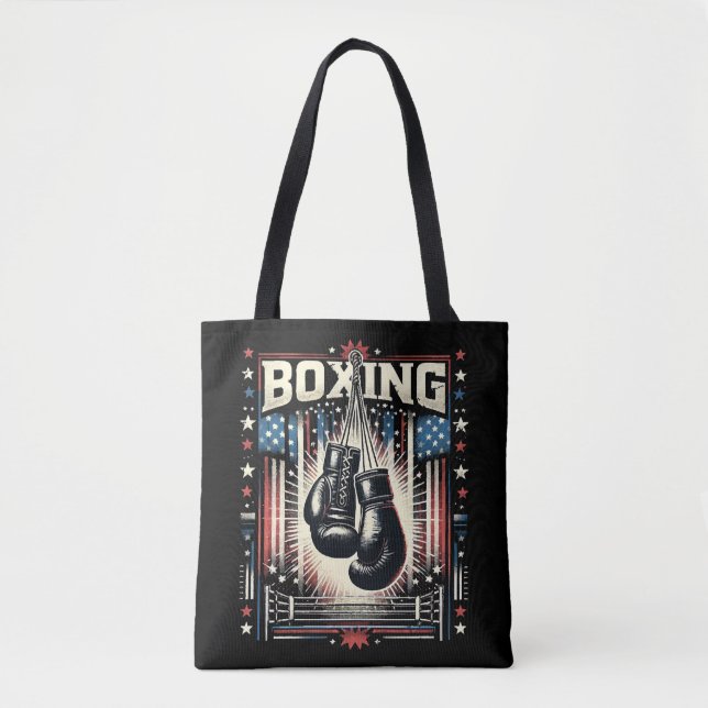 Bolso De Tela Bandera estadounidense en problemas de boxeo - Box (Anverso)