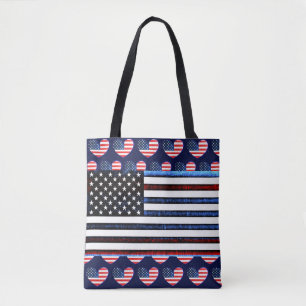 Bolso De Tela Bandera estadounidense Patriótica Rojo Azul Blanco