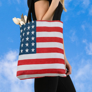 Bolso De Tela Bandera estadounidense patriótica vintage, 4 de ju