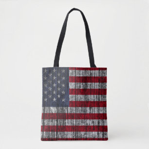 Bolso De Tela Bandera estadounidense pintada en el fondo de la c