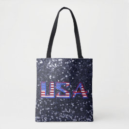 Bolso De Tela Bandera estadounidense Purpurina de Faux azules