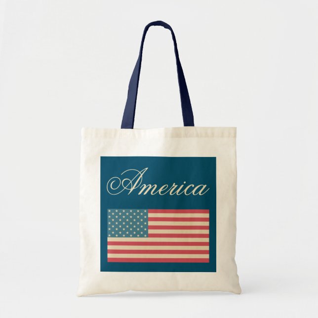 Bolso De Tela Bandera estadounidense Tote Bag (Frente)