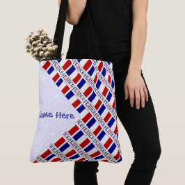 Bolso De Tela Bandera francesa de Francia personalizada en azul
