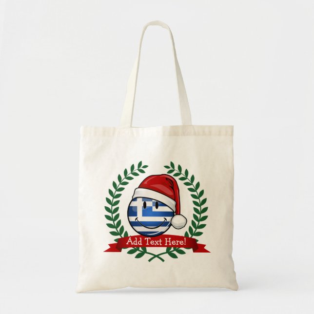 Bolso De Tela Bandera griega estilo navidad (Frente)