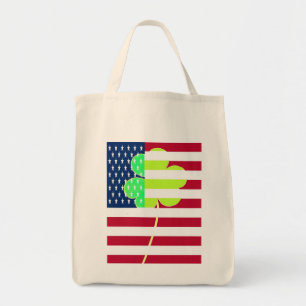 Bolso De Tela Bandera irlandesa norteamericana Shamrock Clover S