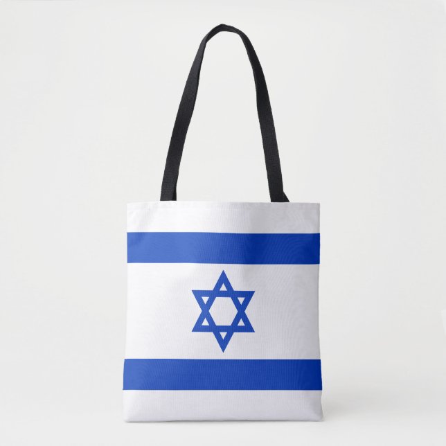Bolso De Tela Bandera israelí azul blanco moderno patriótico (Anverso)