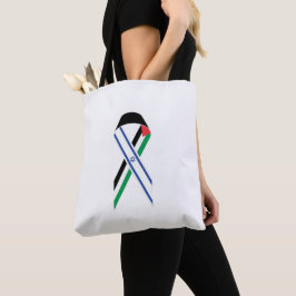 Bolso De Tela Bandera israelí y palestina lazo de paz blanco