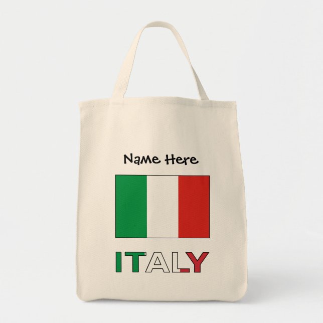 Bolso De Tela Bandera italiana con su nombre (Frente)