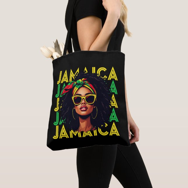 Bolso De Tela Bandera jamaiquina Chica de Jamaica Orgullosas muj (Detalle)
