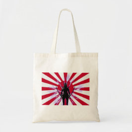 Bolso De Tela Bandera japonesa y creciente guerrero de Samurai