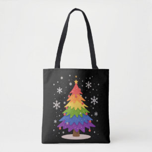 Bolso De Tela Bandera LGBT Árbol de Navidad Feliz Navidad Orgull