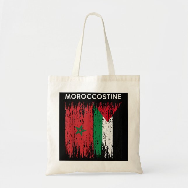 Bolso De Tela Bandera marroquí y palestina Marruecos y paladar (Frente)