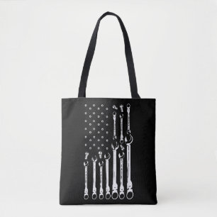 Bolso De Tela Bandera Mecánica Mecánica Americana Bandera Patrió