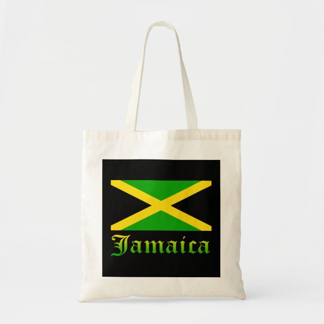 Bolso De Tela Bandera, negro, verde y amarillo de Jamaica (Frente)