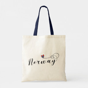 Bolso De Tela Bandera noruega en el corazón, Noruega grande bols