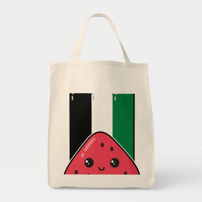 Bolso De Tela Bandera palestina linda con Palestina sin sandía (Frente)