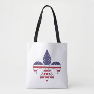 Bolso De Tela Bandera Patriótica Americana Fleur-de-lis
