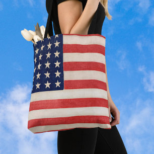 Bolso De Tela Bandera Patriótica Americana Vintage, Cuatro de Ju
