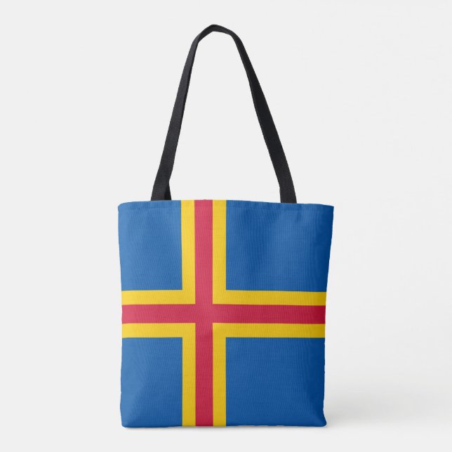 Bolso De Tela Bandera patriótica de las Islas Åland (Reverso)