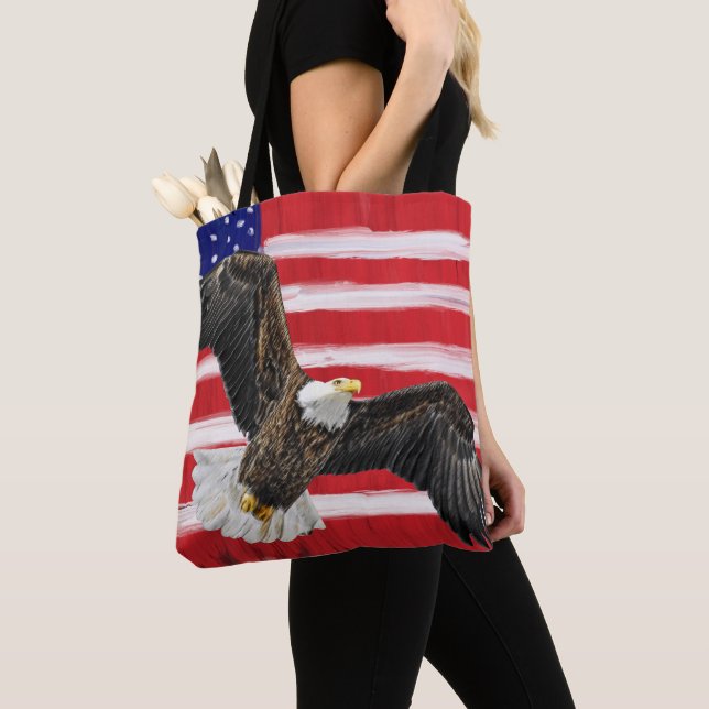 Bolso De Tela Bandera pintada con arte popular con águila (Detalle)