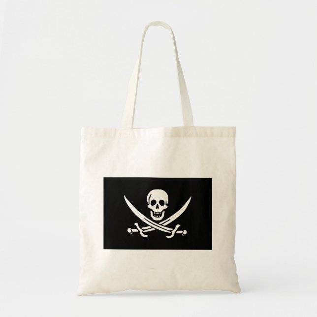 Bolso De Tela Bandera Pirata Calavera Espadas Cruzadas (Frente)