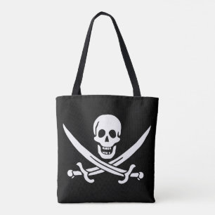 Bolso De Tela Bandera Pirata Calavera Espadas Cruzadas
