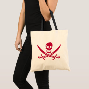 Bolso De Tela Bandera pirata de Calico Jack con cráneo rojo y es
