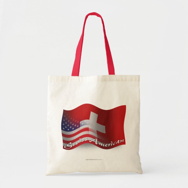 Bolso De Tela Bandera que agita Suizo-Americana (Frente)