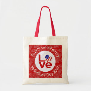 Bolso De Tela Bandera Roja de Amor Personalizada de Estados Unid