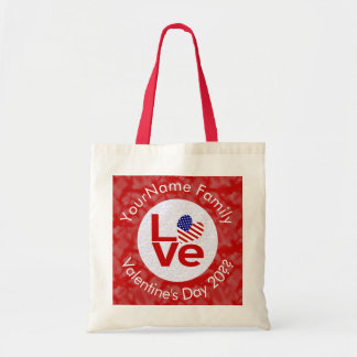 Bolso De Tela Bandera Roja de Amor Personalizada de Estados Unid