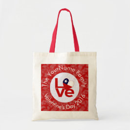 Bolso De Tela Bandera Roja de Chile AMOR Personalizada