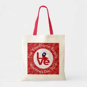 Bolso De Tela Bandera Roja de Chile AMOR Personalizada 