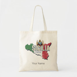 Bolso De Tela Bandera Sicilia Italia Mapa retro recuerdo de époc