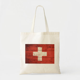 Bolso De Tela Bandera suiza de madera antigua