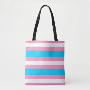Bolso De Tela Bandera Transgénero   LGBTQIA+ Rosa, Azul y Blanco