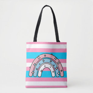 Bolso De Tela Bandera Transgénero   LGBTQIA+ Rosa, Azul y Blanco