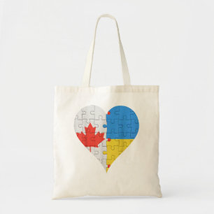 Bolso De Tela Bandera ucraniana canadiense de corazón de Canadá