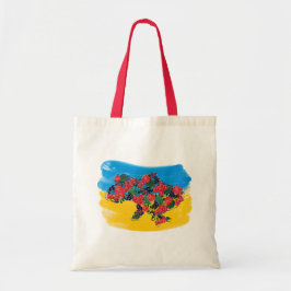 Bolso De Tela Bandera ucraniana y mapa de bayas de viburnum