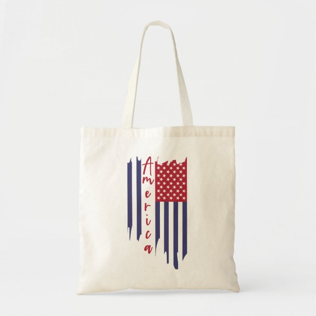 Bolso De Tela Bandera vertical americana artística (Frente)