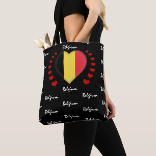 Bolso De Tela Bandera y corazón belgas, moda/deporte de bandera