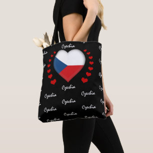 Bolso De Tela Bandera y corazón checos, moda/deporte con bander