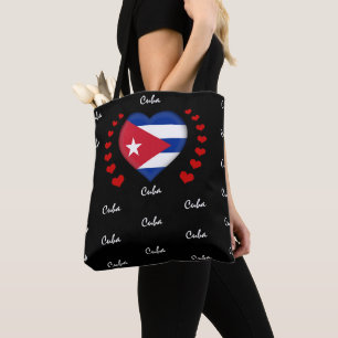 Bolso De Tela Bandera y corazón de Cuba, moda y deporte de bande